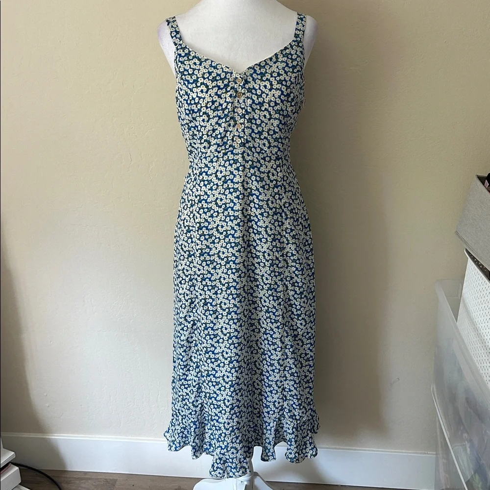 Lulus Darling Daisies Blue Floral Print Midi Dress - Size M - Picture 6 of 11